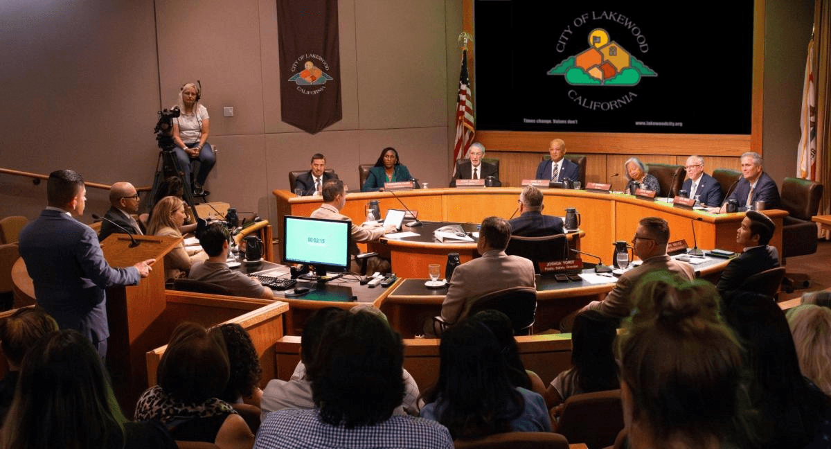 Local government board meeting in session